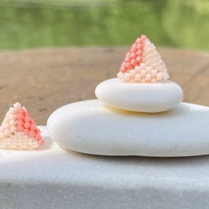 Cercei Rose sorbet, Bijuterii, Cercei, Cercei si ornamente pentru urechi, Impletituri, broderie cu margele, Tesatura, ARTYNOS