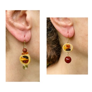 Cercei 'Amber rounds', cu chihlimbar i gold filled - bijuterii - cercei - cercei agățați - Artynos.ro