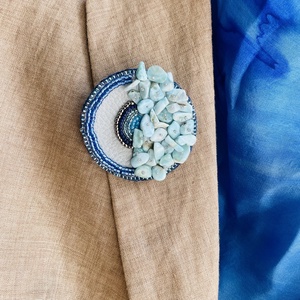 Broă Mediterranean blue' cu larimar - bijuterii - broșă, insigne - insigne - Artynos.ro