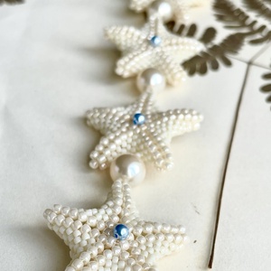 Brățară 'Starfish', cu perle Swarovski și argint, unicat - bijuterii - brățări - brățări din perle - Artynos.ro
