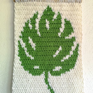 Decoratiune perete Monstera, Casa & Stil de viata, Accesorii pentru decorat casa, Decoratiuni de pereti, decoratiuni suspendate, Ghirlanda, sir de steaguri, Crosetat, ARTYNOS