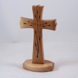 Cruce de lemn pe piedestal cu model, cruce de masa, , , ARTYNOS