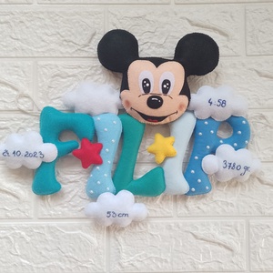 Litere textile handmade, cu Mickey Mouse - casă & stil de viață - echipament pentru camera copiilor - decorațiuni pentru camera copilului - Artynos.ro