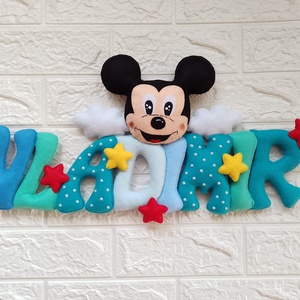 Litere textile handmade, cu Mickey Mouse - casă & stil de viață - echipament pentru camera copiilor - decorațiuni pentru camera copilului - Artynos.ro