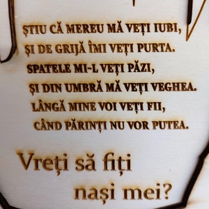 Decorațiune cadou pentru cerere Nași Botez - jucării și echipamente pentru copii - daruri de botez - Artynos.ro