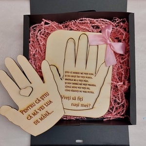 Decorațiune cadou pentru cerere Nași Botez - jucării și echipamente pentru copii - daruri de botez - Artynos.ro