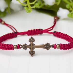 Bratara macramé impletita - Cross burgundy, , , ARTYNOS