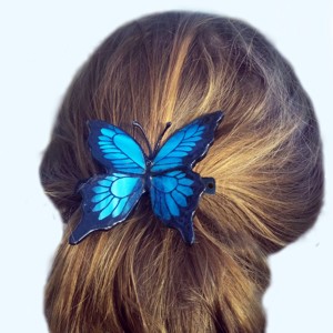 Clema de par frantuzeasca: fulg Azure pictat manual, in Tiffany, , , ARTYNOS