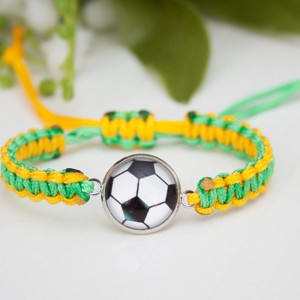 Bratara macramé impletita pentru copii - Fotbal galben/verde, , , ARTYNOS