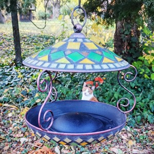 Alimentator pentru păsări mozaic / alimentator pentru păsări - agățat, bază metalică, 20 cm - casă & stil de viață - accesorii de grădină - hrănitoare pentru păsări - Artynos.ro