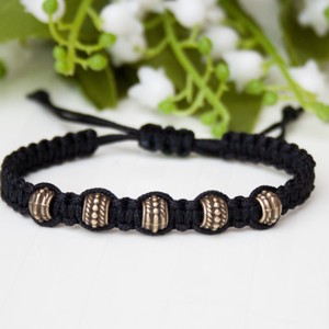 Bratara macramé impletita - Margele negru, , , ARTYNOS