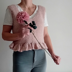 Blush Petal - Knitted Vest, Imbracaminte si moda, Haine dama, Vesta femei, Crosetat, ARTYNOS