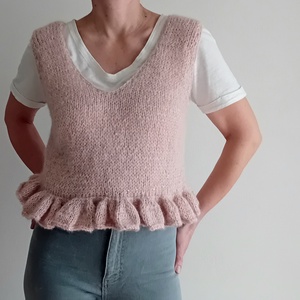 Blush Petal - Knitted Vest - îmbrăcăminte și modă - haine damă - vestă femei - Artynos.ro