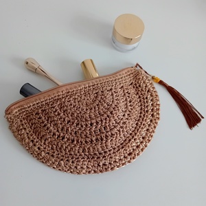 Portfard - Cappucino Boho Makeup Pouch, Genti si portofele, Genti cosmetice, Crosetat, ARTYNOS
