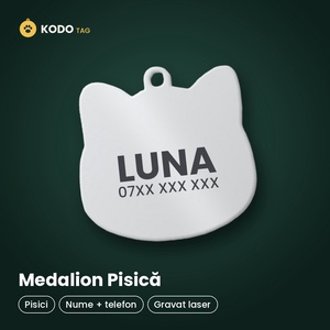 Medalion personalizat pentru pisici, Casa & Stil de viata, Accesorii pentru animale , Echipamente pentru pisici, Jucarii pentru pisici, Gravare, pirogravura, ARTYNOS