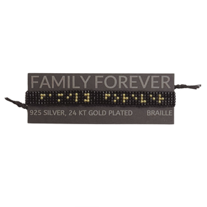 Brățară FAMILY FOREVER  braille, argint + aur - bijuterii - brățări - brățări cu nume - Artynos.ro