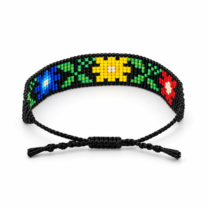 Brățară handmade cu mărgele TOHO, model floral multicolor, reglabilă - bijuterii - brățări - brățări din mărgele - Artynos.ro
