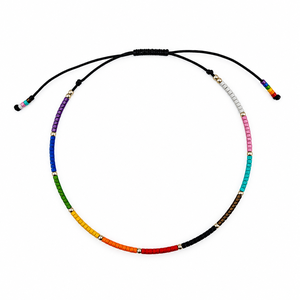 Bratara de glezna LGBTQIA+ handmade cu margele TOHO si argint 925, reglabila, Bijuterii, Bijuterii si bratari de picioare, Confectionarea bijuteriilor, ARTYNOS