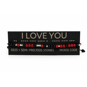 Brățară  I LOVE YOU  din pietre semiprețioase și argint S925, cu cod Morse - bijuterii - brățări - brățări din pietre semiprețioase - Artynos.ro