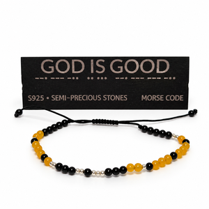 Bratara GOD IS GOOD cu pietre semipretioase si argint S925, cod Morse - Artynos.ro