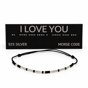 Bratara I LOVE YOU din argint 925, cu cod Morse � snur negru, Bijuterii, Bratari, Bratari din argint, Confectionarea bijuteriilor, ARTYNOS