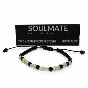 Bratara SOULMATE din argint S925 cu pietre semipretioase si cod morse - Artynos.ro