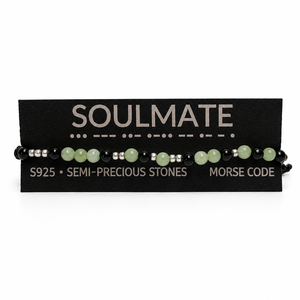 Brățară SOULMATE din argint S925 cu pietre semiprețioase și cod morse - bijuterii - brățări - brățări din pietre semiprețioase - Artynos.ro