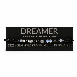 Brățară DREAMER din argint S925 și pietre semiprețioase � Cod Morse - bijuterii - brățări - brățări din pietre semiprețioase - Artynos.ro