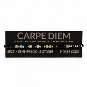 Brățară CARPE DIEM din pietre semiprețioase și argint S925 � Cod Morse - bijuterii - brățări - brățări din pietre semiprețioase - Artynos.ro