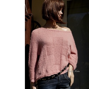 CROSS ANGORA - pulover artizanal boem tricotat manual / albastru - îmbrăcăminte și modă - haine damă - hanorace, cardigane - Artynos.ro