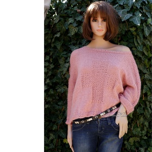 CROSS ANGORA - pulover artizanal boem tricotat manual / albastru - îmbrăcăminte și modă - haine damă - hanorace, cardigane - Artynos.ro