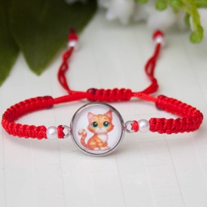 Bratara impletita din macramé pentru copii - Pisica rosie, Bijuterii, Bratari, Bratari impletite, , ARTYNOS