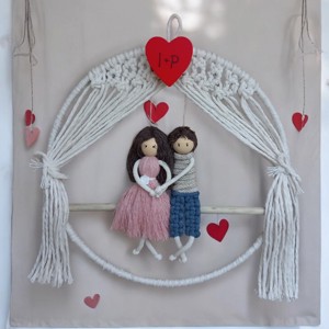 Cuplu în dragoste decorare de perete cu perdele macramé -  - Artynos.ro