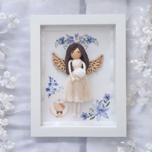 Cadou personalizat prima comuniune - păpușă macramé cu aripi de înger imagine 3D -  - Artynos.ro