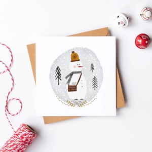 felicitare de Crăciun, felicitare festivă, om de zăpadă -  - Artynos.ro