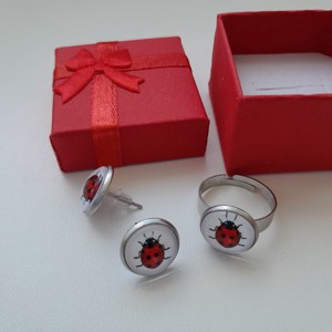 Bijuterii cu margele de sticla Ladybug - in cutie cadou, , , ARTYNOS