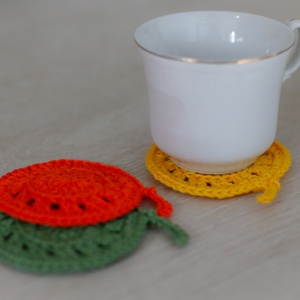 Set suport pahar frunza. Coastere croșetate  -  - Artynos.ro