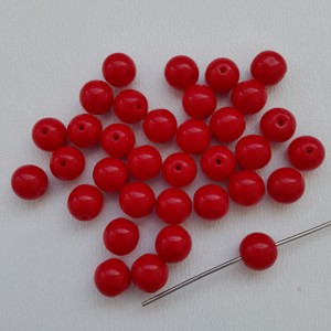 Bilele de sticla ceha - 6mm - 34 buc / pachet - rosu, , , ARTYNOS