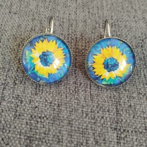 Cercei cu inchizatoare franceza inspirati de Van Gogh, cu accesorii din otel medical, , , ARTYNOS