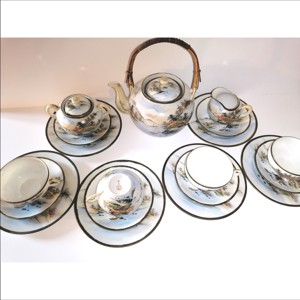 Set de ceai japonez antic, pictat manual, de o frumusețe deosebită - casă & stil de viață - echipamente de bucătărie - accesorii de servire - căni - Artynos.ro