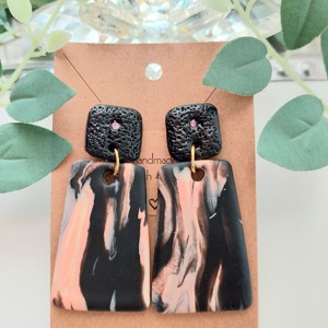 Cercei Peach-black marble elegance, Bijuterii, Cercei, Cercei agatati, Altele, ARTYNOS