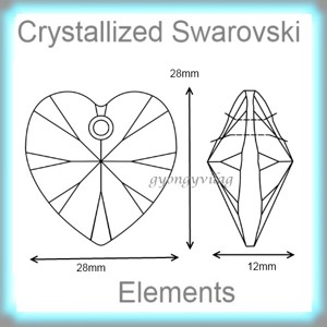 Pandantiv inimă Swarovski în mai multe culori 28mm -  - Artynos.ro