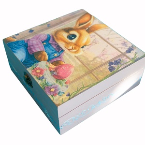Cutie depozitare din lemn decorata de Paste, 19x19x8 cm - decor de sărbători - decorațiuni de paște - alte creații de paște - Artynos.ro