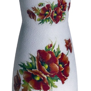 Vaza de sticla decorata cu maci, 10x10x20 cm - casă & stil de viață - decorațiuni de casă - accesorii florale - vaze - Artynos.ro