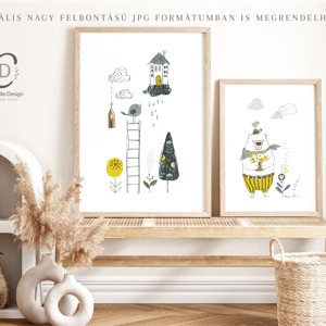 Decalaj de perete cu animale din pădure, poster iepuraș, cameră pentru copii Decalaj de perete scandinav set 3 bucăți -  - Artynos.ro