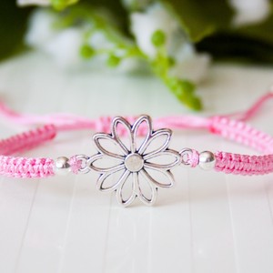 Bratara impletita Macrame - Floare roz, , , ARTYNOS