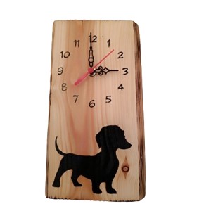 Ceas de perete din lemn cu caine dachshund, , , ARTYNOS