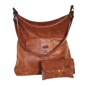 Geanta de umar cu un portofel simplu, din piele maro Fontana 009 L, Genti si portofele, Genti de mana si umar, Genti de umar, Cusatura, Pielarie, ARTYNOS