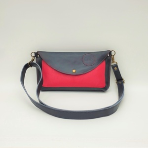 Geantă de umăr și crossbody din piele roșu și albastru închis Classica XS 004  - Artynos.ro