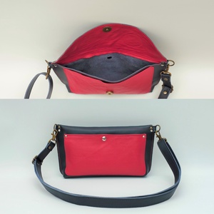 Geantă de umăr și crossbody din piele roșu și albastru închis Classica XS 004  - geantă și husă - genți de umăr și genți de mână - genți de umăr - Artynos.ro